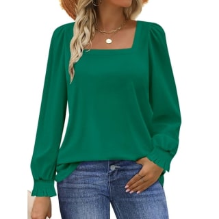 UVN Square Neck Long Sleeve Blouse