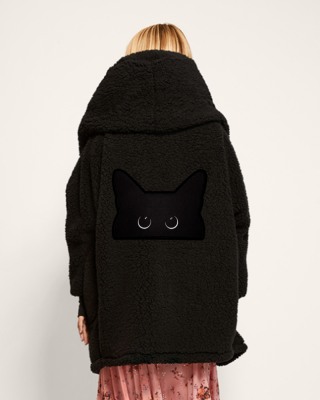 Beth's Furry Friends x Jill Martin Black Cat Sherpa Lounger Jacket