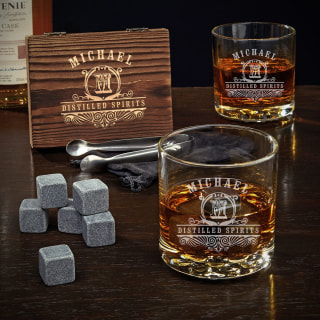 Home Wet Bar Personalized Whiskey Glass & Stone Set