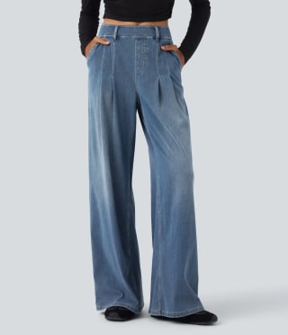 Halara Flex™ Mid Rise Wide Leg Casual Jeans