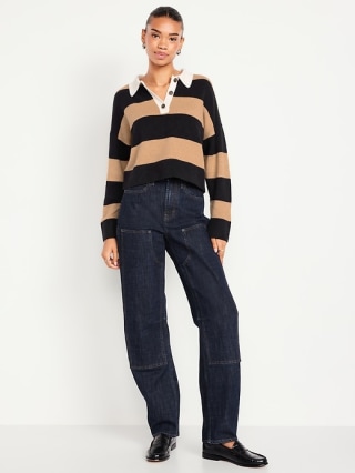 High-Waisted Barrel Utility Jeans