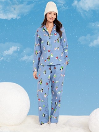 Printed Flannel Pajama Pant Set