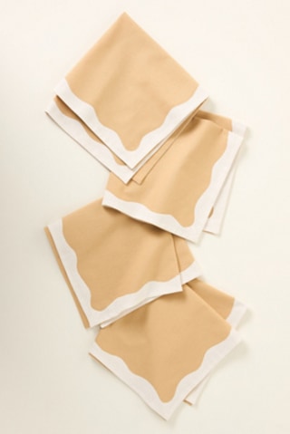 Anthropologie Ruby Scallop-Border Napkins (Set of 4)