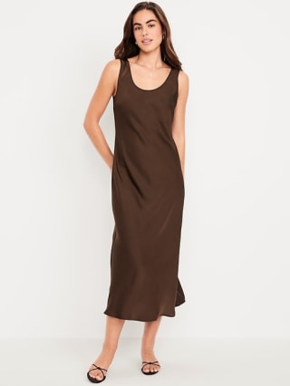 Sleeveless Satin Midi Dress