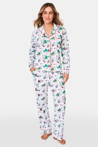 Roller Rabbit Snow Village Long Sleeve Polo Pajamas