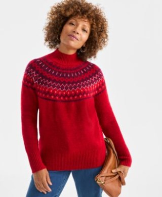 Style & Co Mock-Neck Fair Isle Sweater