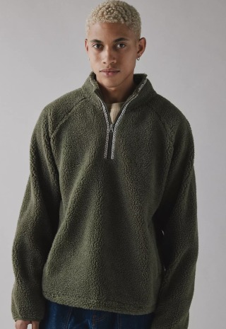 Urban Outfitters BDG Solid Fleece Quarter Zip Sweatshirt
