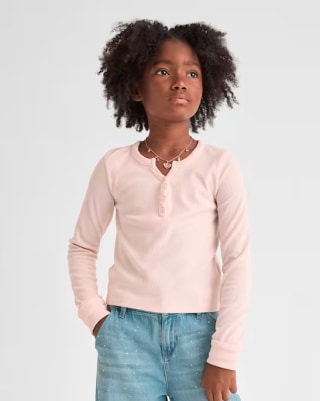 The Children's Place Girls Sueded Rib Henley Top