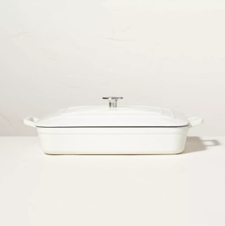 Hearth & Hand with Magnolia Enamel Coated Casserole/Bakeware Dish with Lid Cream 