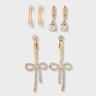 Wild Fable Rhinestone Earring Set (3-Pack)