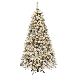 Costway Pre-Lit Premium Snow Flocked Artificial Christmas Tree (6 Foot)
