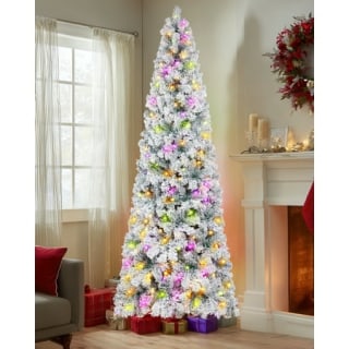 Firstness 6ft Pre-Lit Artificial Pencil Christmas Tree