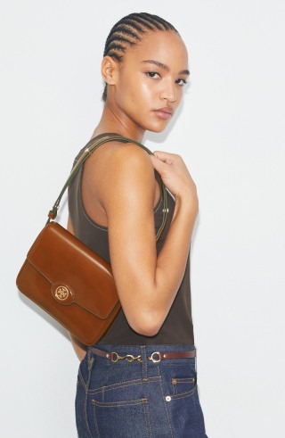 Tory Burch Robinson Spazzolato Leather Shoulder Bag