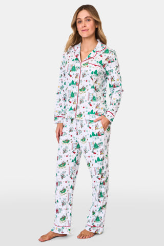 Snow Village Long Sleeve Polo Pajamas