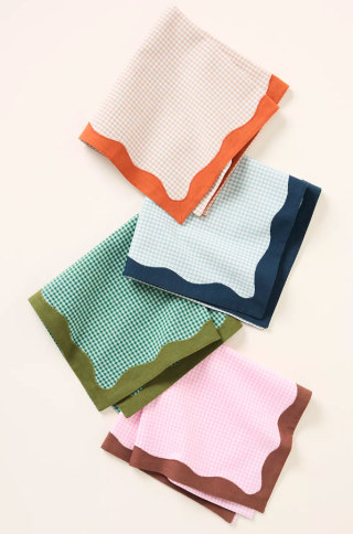 Anthropologie Ruby Scallop-Border Napkins (Set of 4)