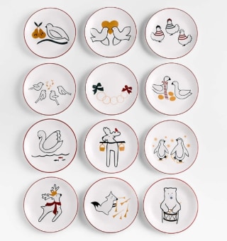 Joan Anderson 12 Days of Christmas Appetizer Plates with Stand