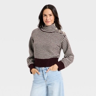 Universal Thread Long Sleeve Mock Turtleneck Button Pullover Sweater
