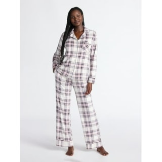 Joyspun Stretch Velour Notch Collar Long Sleeve Pajama Set