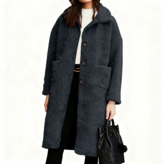 Haozzaw Oversized Shearling Fleece Long Coat