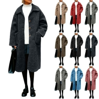 Haozzaw Oversized Shearling Fleece Long Coat