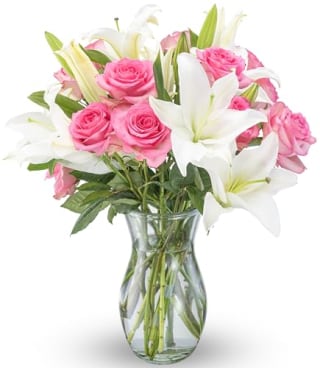 Benchmark Bouquets Oriental Lilies & Pink Roses