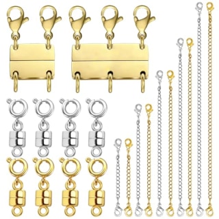 Evnlo Necklace Layering Clasp, Magnetic Clasp and Chain Extender Set