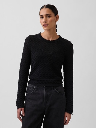 Gap Cotton Pointelle Crop Sweater