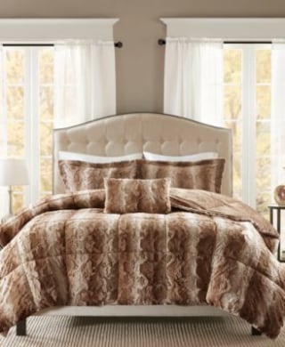Madison Park Zuri Faux-Fur 4-Piece Comforter Set