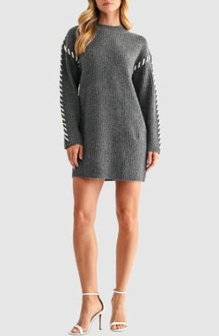 All in Favor Contrast Mini Sweater Dress
