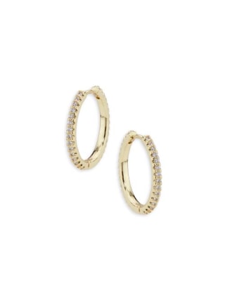 Area Stars Crystal Bloom 14K Goldplated & Cubic Zirconia Huggie Earrings