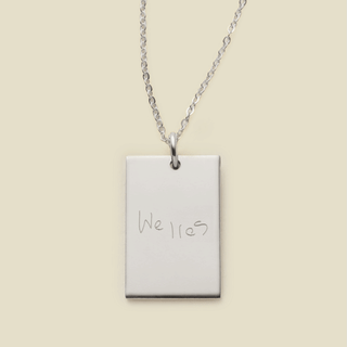 Engraved Handwriting Rectangle Necklace
