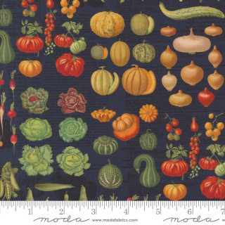 Brooklyn Craft Company Farm and Garden Harvest Fabric by Moda in Indigo