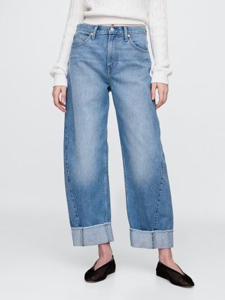 Gap High Rise Cuffed Barrel Jeans