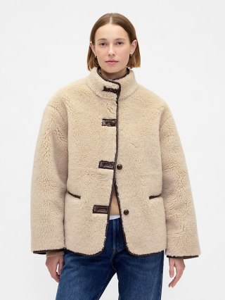 Gap Sherpa & Vegan Leather-Trim Jacket