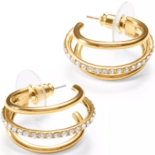 Lands' End Water-Resistant Hoop Earrings with Pave