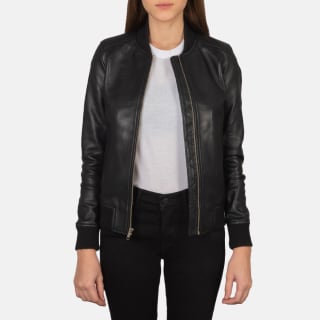 The Jacket Maker Bliss Black Leather Bomber Jacket