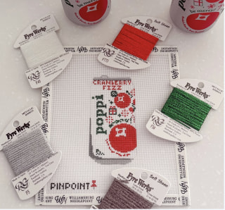 Williamsburg Needlepoint Cranberry Fizz Poppi Canvas