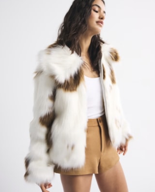 Abercrombie & Fitch Short Faux Fur Coat
