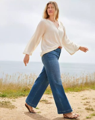 Lands' End High Rise Wide Leg Denim Jeans