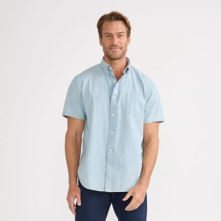Lands' End Men's Short Sleeve Button Down Chambray Shirt