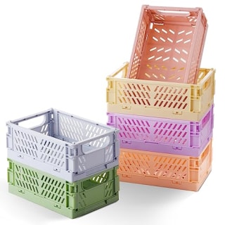 Huusmot Small Pastel Plastic Storage Baskets (Pack of 6)