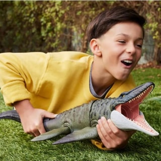 Jurassic World Rebirth Bite N Blast Mosasaurus Action Figure and Mini Dilophosaurus