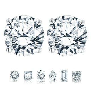 JeenMata 4 Prong 2 Carat Round Shaped Moissanite Stud earrings