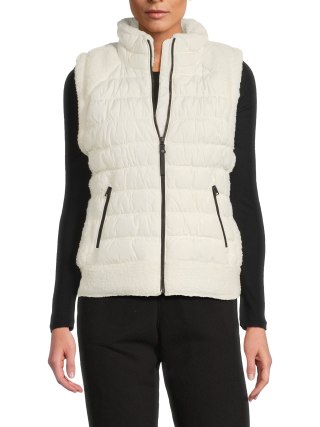 DKNY Quilted Stand Collar Vest