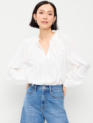 Old Navy Long-Sleeve Ruffled Popover Top