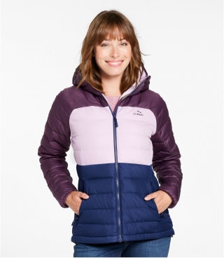 L.L. Bean Women’s Colorblock Bean’s Down Hooded Jacket