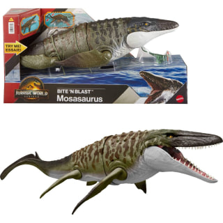 Jurassic World Rebirth Bite N Blast Mosasaurus Action Figure and Mini Dilophosaurus