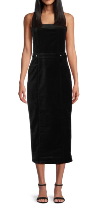 Good American Velvet Strapless Column Midi-Dress