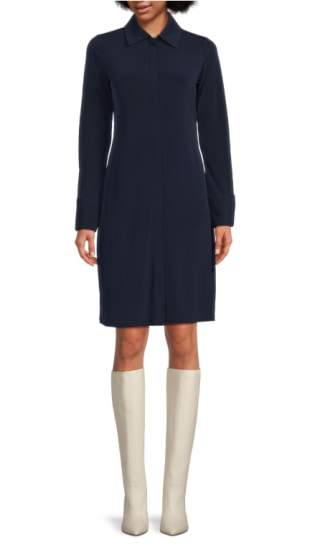 Vince Spread Collar A-Line Polo Dress