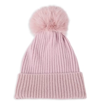 Sofia Cashmere Faux Fur Pom Pom Cashmere Beanie